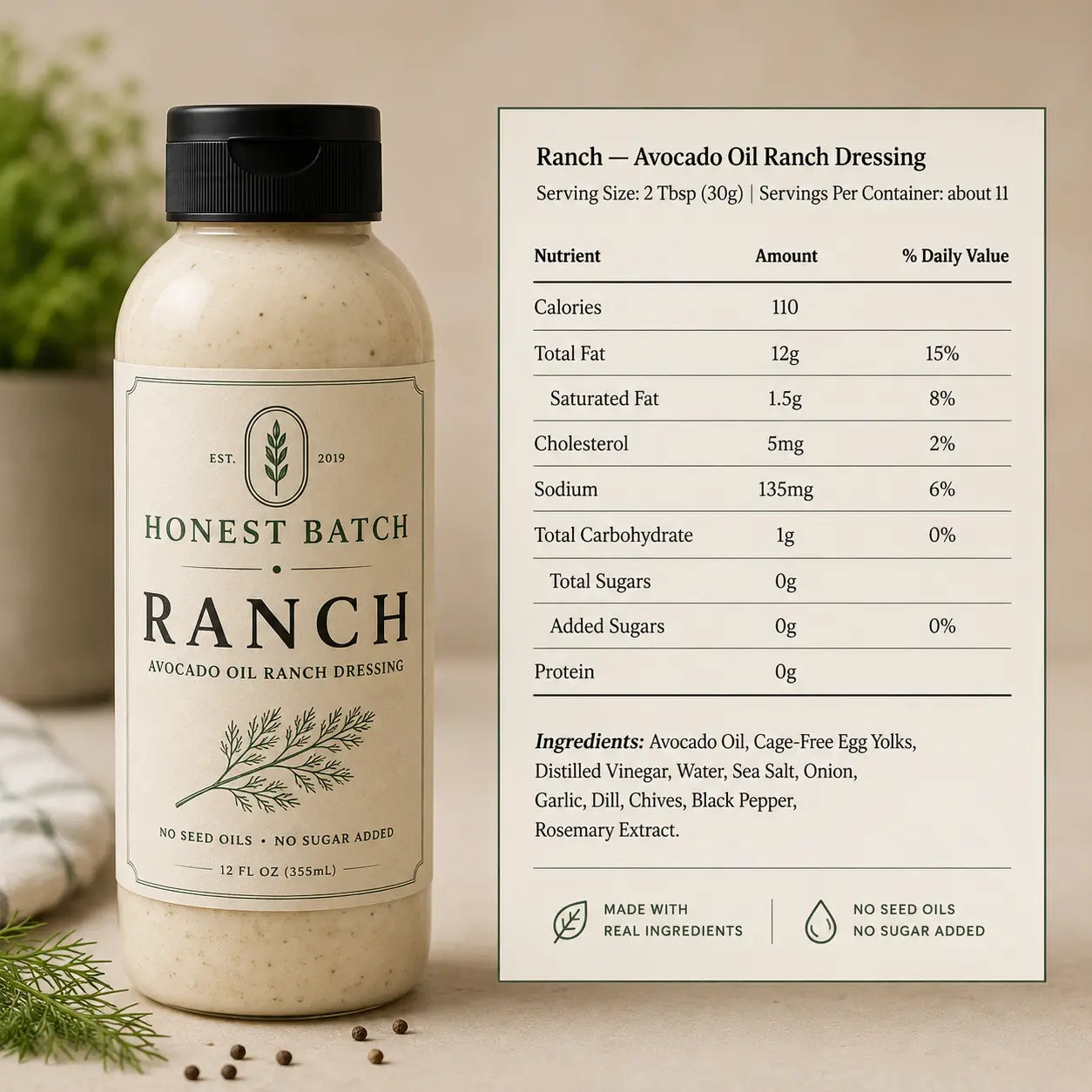 Honest Batch Ranch Dressing